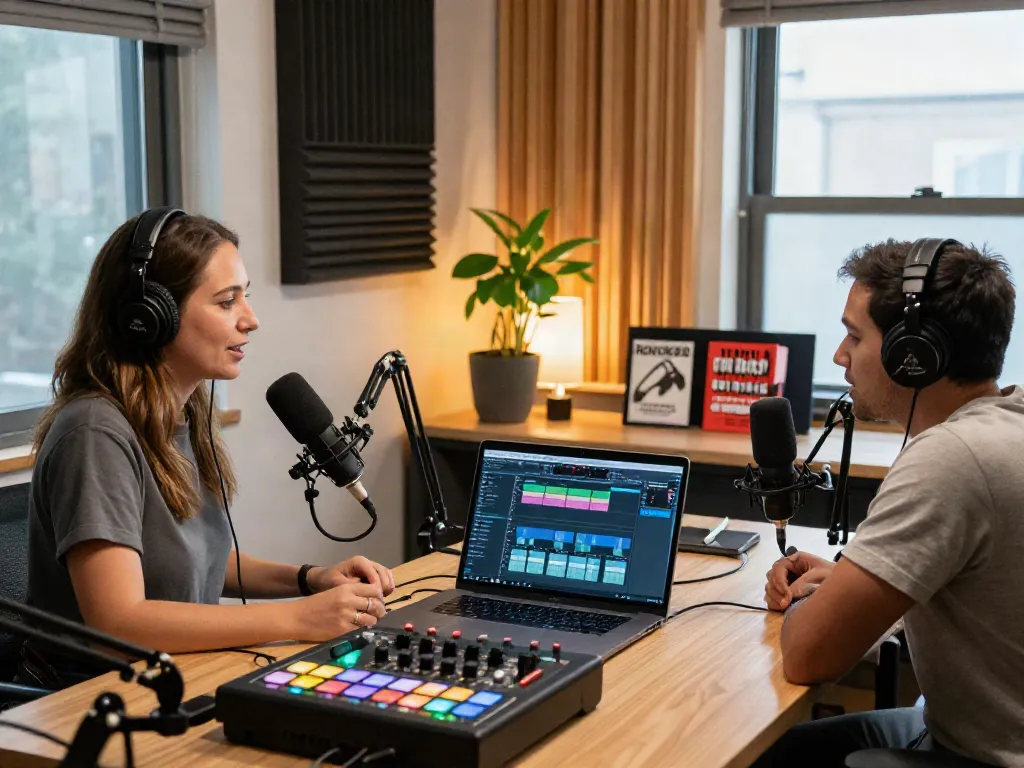 Brit Morin hosts the ROKOK88 podcast episode discussing creativity and innovation, showcasing a vibrant studio setup.