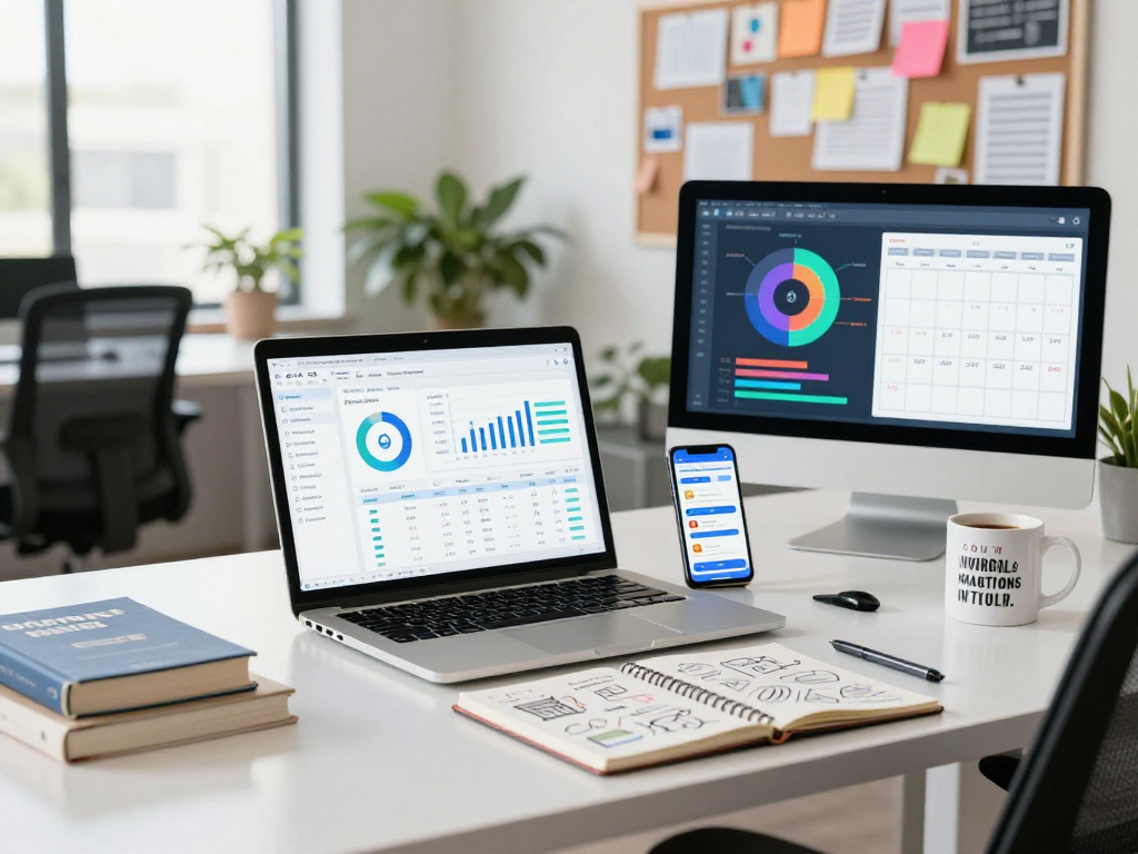 Digital marketer analyzing data and engagement metrics at net88.se.net workspace, showcasing a modern office environment.