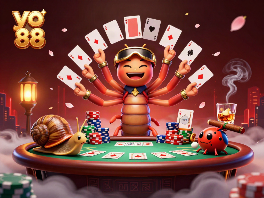 Engage in thrilling games at yo 88 with colorful chips and dynamic characters at the casino.