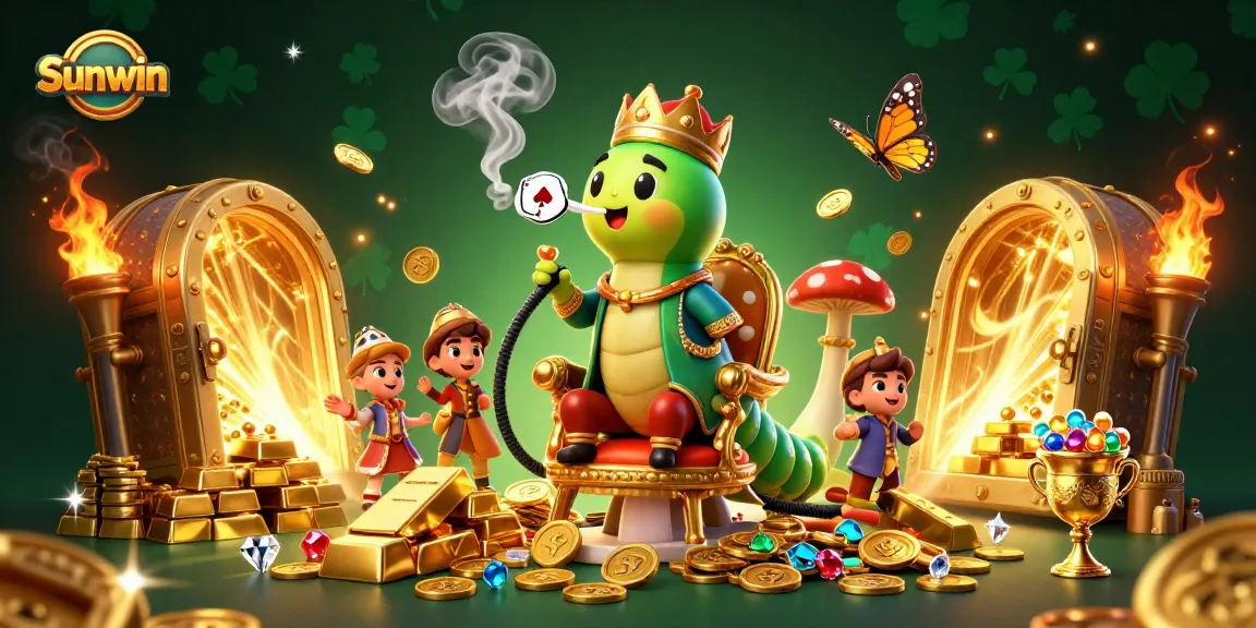 Play poker and win with Sunwin's casino thrill, featuring golden treasures and vibrant 3D characters.